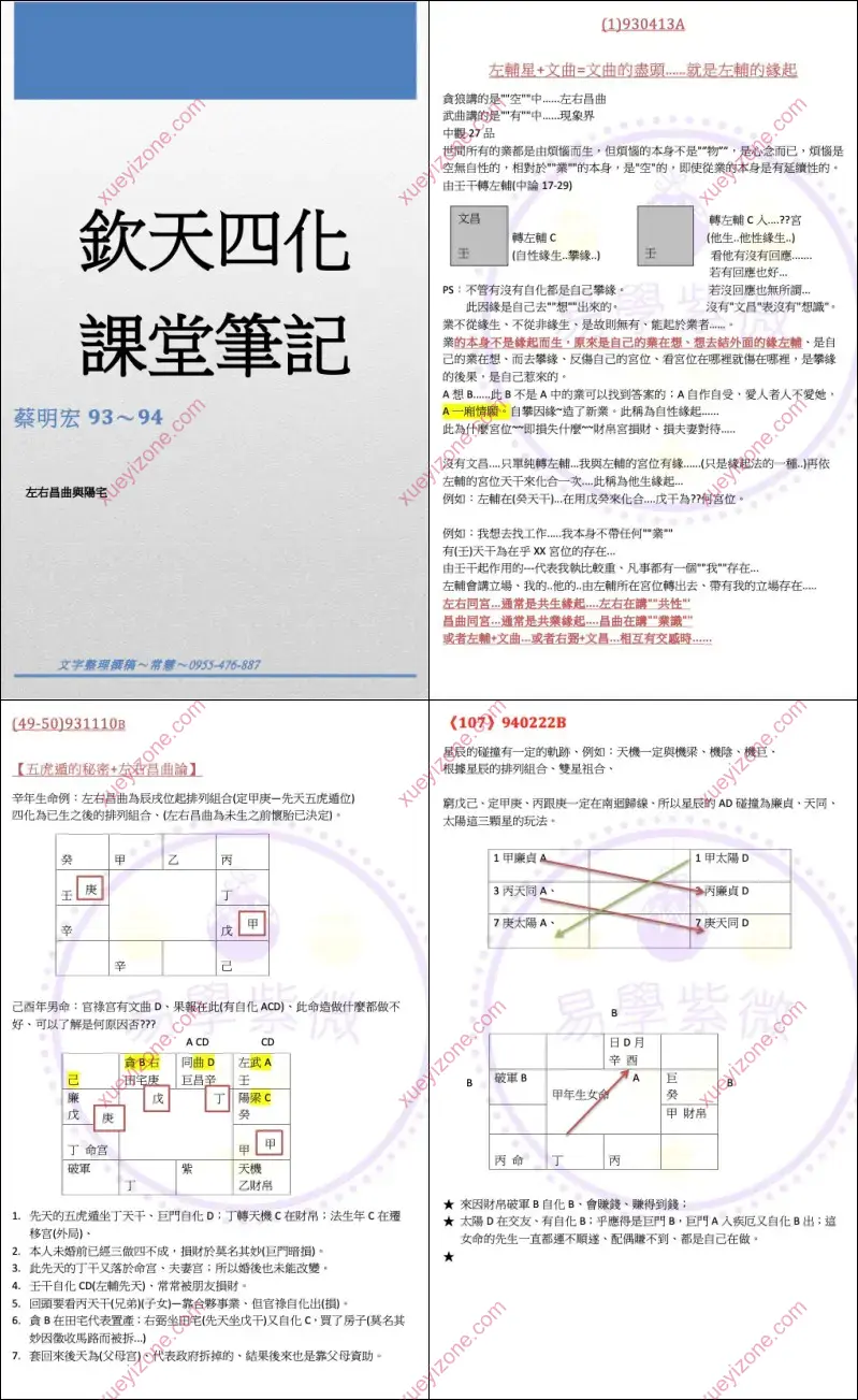 紫微斗数钦天四化课堂笔记