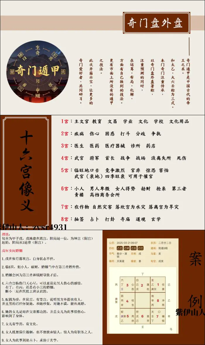 紫伊山人 奇门秘法奇门遁甲十六宫 视频1集 百度网盘分享