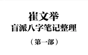 崔老师(崔文举) 盲派八字笔记整理 (一二三部)PDF 共569页