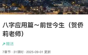 贺侨莉老师 八字应用篇-前世今生 视频31集