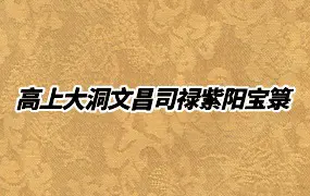 高上大洞文昌司禄紫阳宝箓 道藏原版 PDF 99页