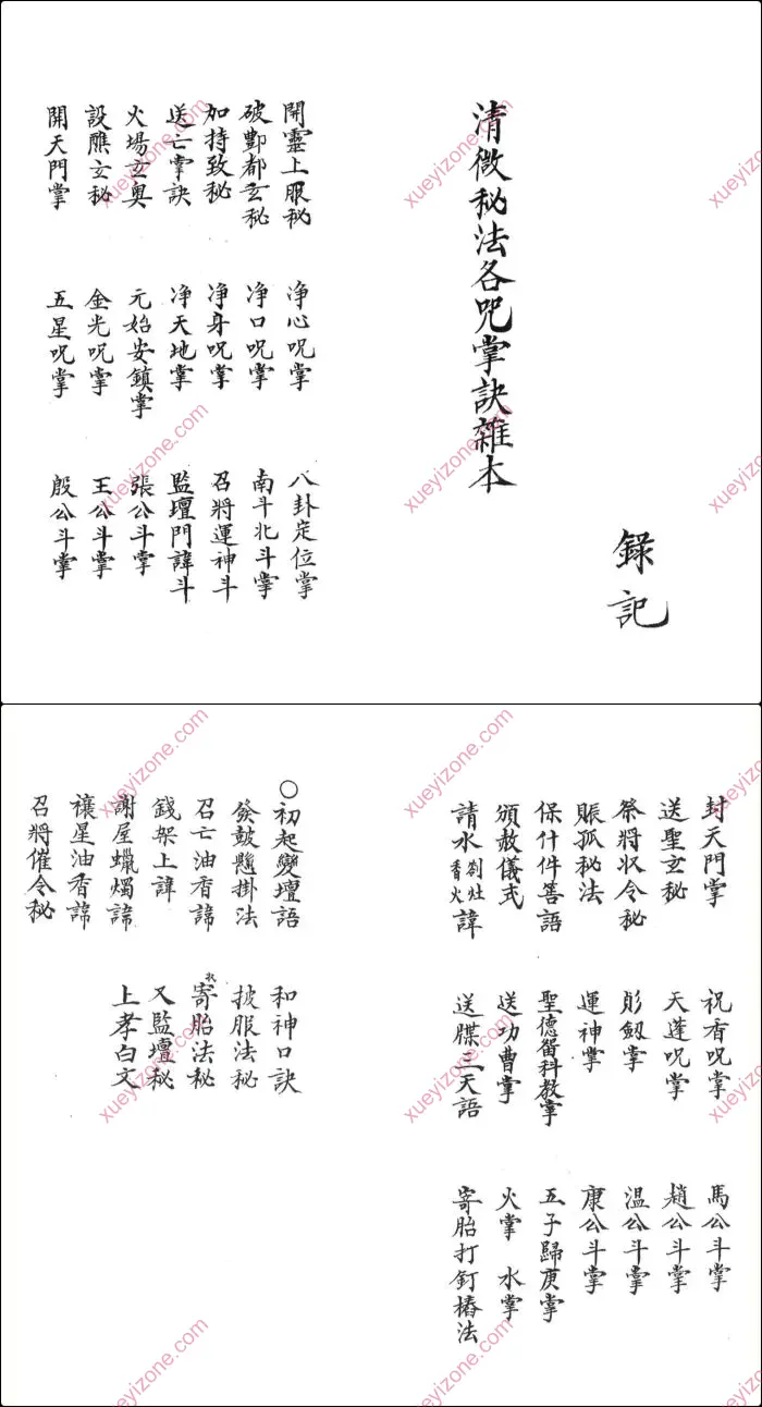 清微秘法各咒掌诀杂本