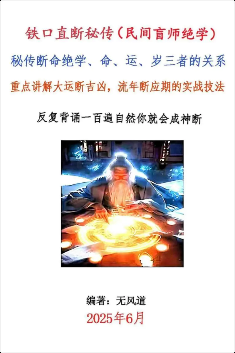 无风道 铁口直断秘传 PDF 261页 秘传断命绝学、命、运、岁三者的关系
